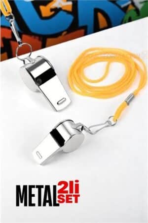 Metal Düdük - Spor Düdüğü - Hakem Düdüğü Metal Deprem Düdüğü 2 li SET. Kişisel Ürünler ve Spor.