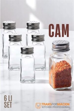 Cam Tuzluk Biberlik Karabiberlik 6 lı SET. Mutfak Ürünleri ve Mutfak Ekipmanları.