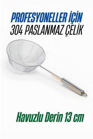 Derin Kevgir Havuzlu Süzgeç 304 Paslanmaz Çelik 13 cm. Oto-Hırdavat ve Testereler.