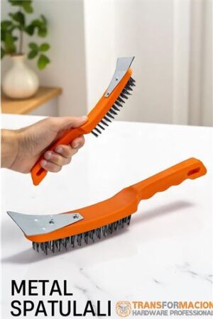Metal Spatulalı Tel Fırça  - Kazıma Fırçası. Oto-Hırdavat ve Oto ve Hırdavat Ürünleri.