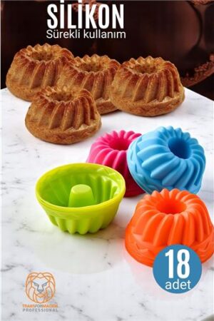 Silikon Göbekli Muffin CupCake Kalıbı - Sürekli Kullanım Muffin Kek Kalıbı 18 ADET. Mutfak Ürünleri ve Fırın Tepsileri.