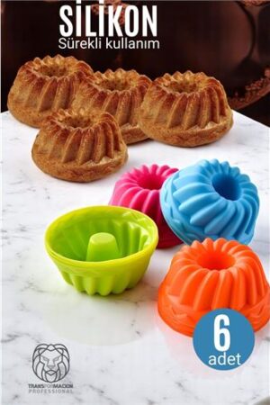 Silikon Göbekli Muffin CupCake Kalıbı - Sürekli Kullanım Muffin Kek Kalıbı 6 ADET. Mutfak Ürünleri ve Fırın Tepsileri.