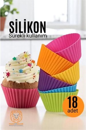 Silikon Muffin Kalıbı - Sürekli Kullanım Muffin Kek Kalıbı 18 ADET. Mutfak Ürünleri ve Fırın Tepsileri.