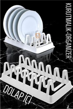 Tabak Düzenleyici Kurutmalık Dolap İçi Tencere Kapak Organizer BEYAZ. Mutfak Ürünleri ve Bulaşık Yardımcıları.