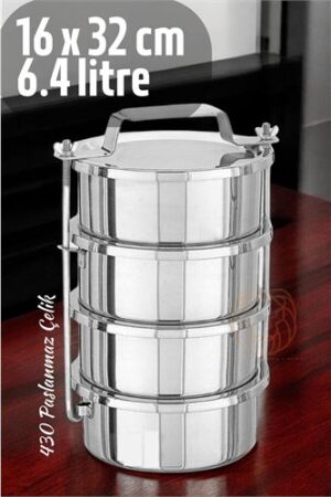 Sefer Tası Yemek Kabı Paslanmaz Çelik 4 Katlı 16 cm 1.6 LİTRE. Oto-Hırdavat ve Testereler.