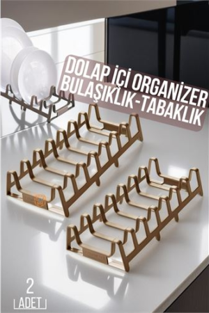 2 li Dolap İçi Tencere Kapak Ve Tabak Düzenleyici Kurutmalık Organizer LATTE. Mutfak Ürünleri ve Bulaşık Yardımcıları.