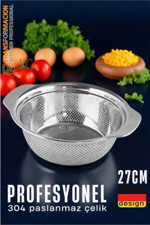 Alman Tip Kevgir - 304 Paslanmaz Çelik Profesyonel Süzgeç 27 Cm. Mutfak Ürünleri ve Kevgir Süzgeçler.