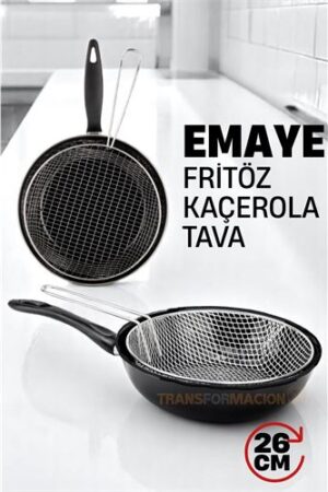 Fritözlü Emaye Kızartma Tavası- Kızartma Kaçerola Multi Kullanım  26 CM. Oto-Hırdavat ve Testereler.