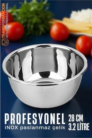 Inox Kase  - 28 Cm 3.2 Litre Karıştırma Kabı Profesyonel 304 Paslanmaz Çelik. Mutfak Ürünleri ve Mutfak Ekipmanları.