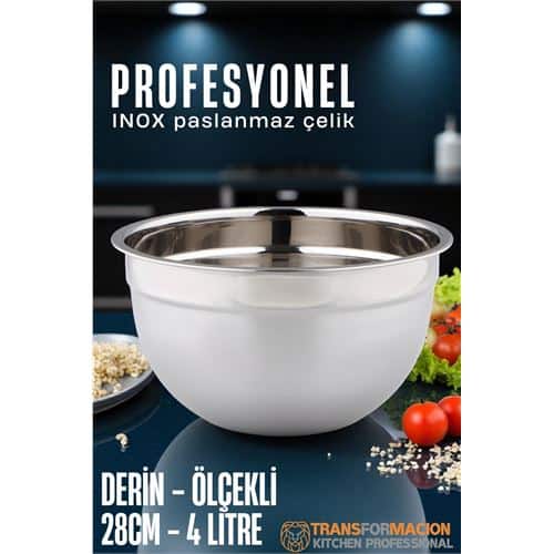Inox Ölçekli Derin Kase - 28 Cm 4 Litre Karıştırma Kabı Profesyonel 304 Paslanmaz Çelik. Mutfak Ürünleri ve Kaseler. Inox Ölçekli Derin Kase - 28 Cm 4 Litre Karıştırma Kabı Profesyonel 304 Paslanmaz Çelik. Mutfak Ürünleri ve Kaseler.