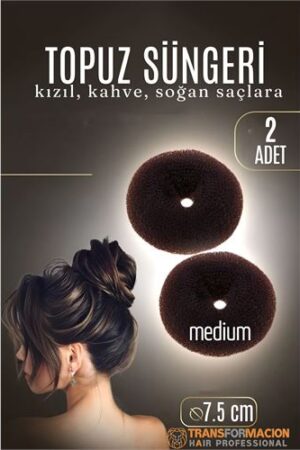 KAHVE Mini Saç Topuz Süngeri  2 ADET 7.5 CM Çap 3 cm Kalınlık. Kuaför Berber ve Kuaför Malzemeleri.