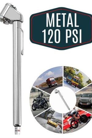 Metal Lastik Hava Basınç Ölçer – 120 PSI / 8.5 BAR | Çift Ölçekli | Otomobil