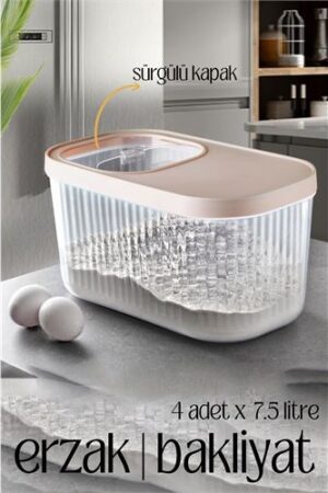 MultiBox Erzak Bakliyat Kutusu Sürgülü Kapak 7.5 Litre 4 ADET. Mutfak Ürünleri ve Saklama Kapları.