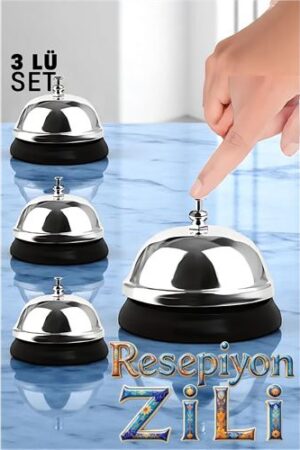 Resepsiyon Zili  - Resepsiyon ve Restoran İçin Zil - Resepsiyon Çağrı Zili 3 lü set. Oto-Hırdavat ve Oto ve Hırdavat Ürünleri.
