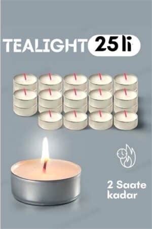Tealight Mum 25 Adet - Kokusuz Dekoratif Mum. Mutfak Ürünleri ve Mutfak Ekipmanları.
