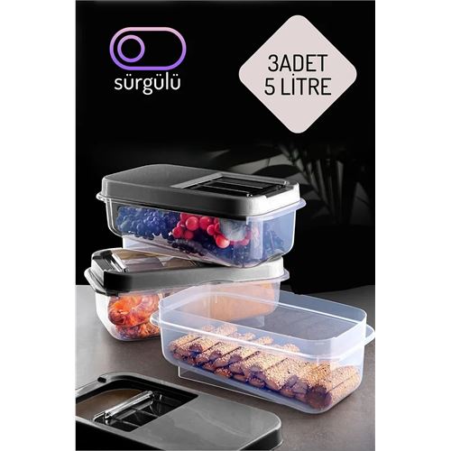 Erzak Bakliyat Saklama Kabı 3 lü Set 5 Lt Antrasit. Mutfak Ürünleri ve Saklama Kapları. Erzak Bakliyat Saklama Kabı 3 lü Set 5 Lt Antrasit. Mutfak Ürünleri ve Saklama Kapları.
