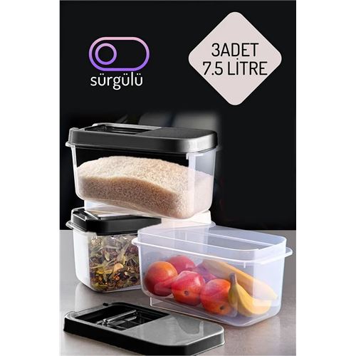 Erzak Bakliyat Saklama Kabı 3 lü Set 7.5 Lt Antrasit. Mutfak Ürünleri ve Saklama Kapları. Erzak Bakliyat Saklama Kabı 3 lü Set 7.5 Lt Antrasit. Mutfak Ürünleri ve Saklama Kapları.