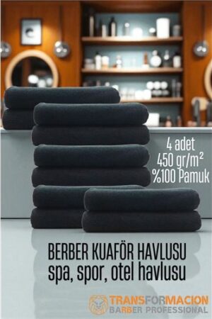 Kuaför Berber Havlusu 10 ADET Pamuk Berber Havlusu 50x90 Siyah. Kuaför Berber ve Havlular.