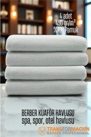 Kuaför Berber Havlusu 4 ADET Pamuk Berber Havlusu 50x90 Beyaz. Kuaför Berber ve Havlular.