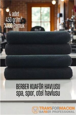 Kuaför Berber Havlusu 4 ADET Pamuk Berber Havlusu 50x90 Siyah. Kuaför Berber ve Havlular.