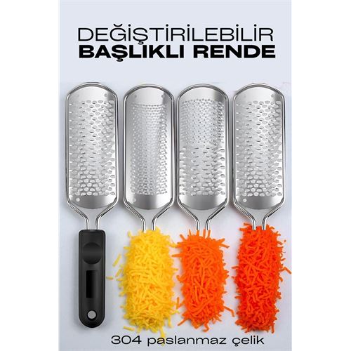 Rende 3 Değiştirilebilir Başlıklı Profesyonel 304 Çelik El Rendesi. Mutfak Ürünleri ve Rendeler. Rende 3 Değiştirilebilir Başlıklı Profesyonel 304 Çelik El Rendesi. Mutfak Ürünleri ve Rendeler.