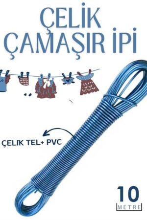 10 mt Çelik Çamaşır İpi Pvc Kaplı Dayanıklı Çamaşır İpi Balkon Çamaşır İpi. Ev Ürünleri ve Çamaşır Yardımcıları.
