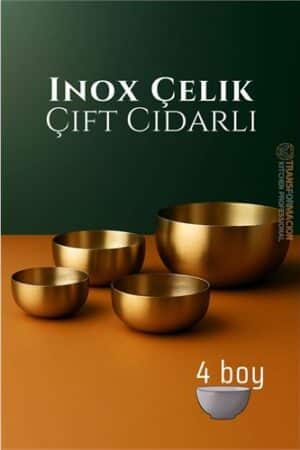 Çift Cidarlı Kase - Inox Çelik 4 LÜ Kase Seti Kase. Mutfak Ürünleri ve Kaseler.