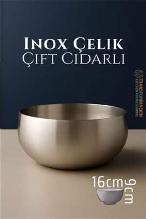 Çift Cidarlı Kase - Inox Çelik Kase 16 cm. Mutfak Ürünleri ve Kaseler.
