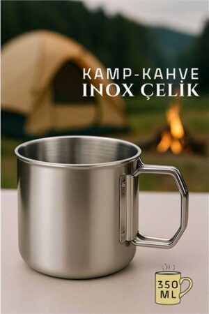 Inox Çelik Kamp Kupası - Inox Kamp Bardağı Profesyonel Inox Çelik 350 ml. Kişisel Ürünler ve Piknik Outdoor.