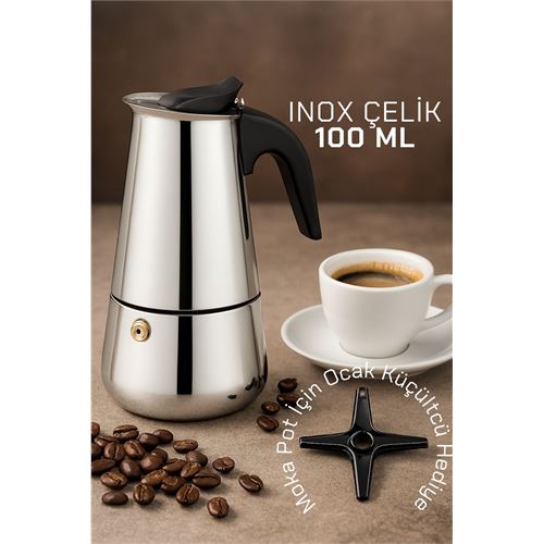 Inox Moka Pot - Paslanmaz Çelik Profesyonel Moka Pot - 100 ml. Mutfak Ürünleri ve Çay Kahve Yardımcıları. Inox Moka Pot - Paslanmaz Çelik Profesyonel Moka Pot - 100 ml. Mutfak Ürünleri ve Çay Kahve Yardımcıları.
