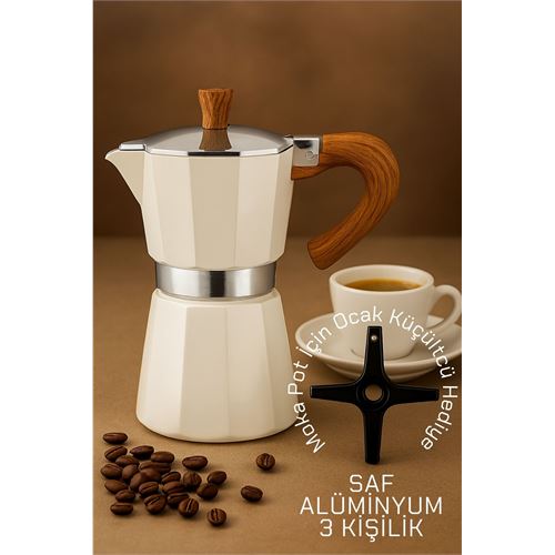 Italyan Moka Pot - 6061 Saf Alüminyum Ahşap Saplı - 3 kişilik KREM. Mutfak Ürünleri ve Çay Kahve Yardımcıları. Italyan Moka Pot - 6061 Saf Alüminyum Ahşap Saplı - 3 kişilik KREM. Mutfak Ürünleri ve Çay Kahve Yardımcıları.