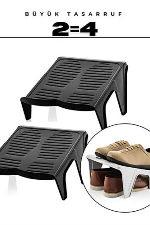 2'li Ayakkabı Düzenleyici Twin Set – Çift Katlı Tasarım | Dolap İçi Alan Tasarrufu | Kaymaz Yüzey. Kişisel Ürünler ve Ayakkabı Bakımı.