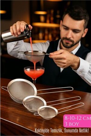 3’lü Bar Süzgeci Seti – 8-10-12 cm Çaplı Paslanmaz Çelik | Kokteyl ve Mutfak İçin. Oto-Hırdavat ve Testereler.