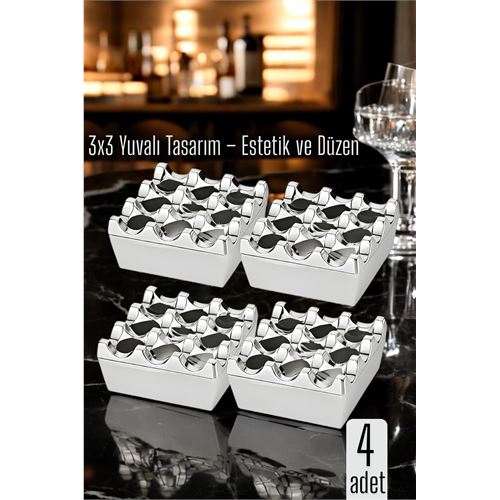 4 lü Metal Döküm Küllük – 3x3 Yuvalı 4 lü Metal Döküm Küllük – 3x3 Yuvalı