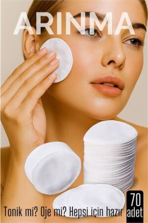 70'li Kozmetik Disk Pamuk Premium Makyaj Temizleme Pamuğu Tonik ve Oje İçin Çift Taraflı Diskler. Ev Ürünleri ve Perde ve Kornişler.