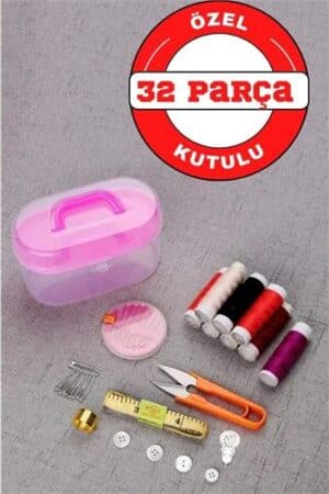 32 Parça Kutulu Seyahat Dikiş İğne İplik Seti. Kişisel Ürünler ve Dikiş Ürünleri.