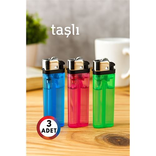 3’lü Taşlı Çakmak Seti – Renkli Gövde | Gazlı 3’lü Taşlı Çakmak Seti – Renkli Gövde | Gazlı
