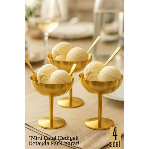 4 lü Gold Inox Çelik Ayaklı Dondurma ve Sunum Kasesi – Tatlı 4 lü Gold Inox Çelik Ayaklı Dondurma ve Sunum Kasesi – Tatlı