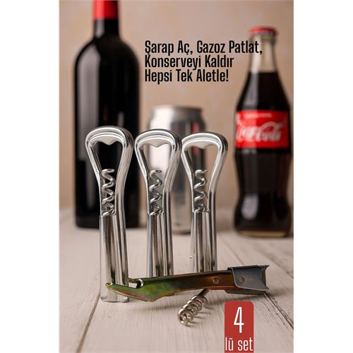 4 lü set Barmen Tipi Şişe Açacağı ve Tirbuşon Konserve Açıcı Dayanıklı ve Pratik. Mutfak Ürünleri ve Açacaklar. 4 lü set Barmen Tipi Şişe Açacağı ve Tirbuşon Konserve Açıcı Dayanıklı ve Pratik. Mutfak Ürünleri ve Açacaklar.