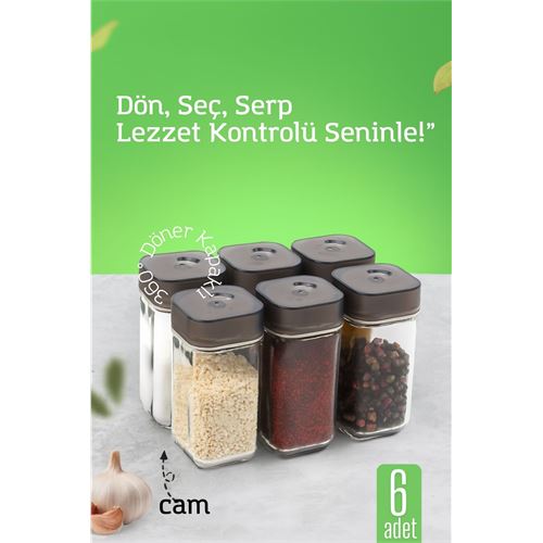 Cam Tuzluk Baharatlık – 360° Döner Kapaklı | 3 Delik Tipiyle Ayarlanabilir Akış 6 ADET. Mutfak Ürünleri ve Mutfak Ekipmanları. Cam Tuzluk Baharatlık – 360° Döner Kapaklı | 3 Delik Tipiyle Ayarlanabilir Akış 6 ADET. Mutfak Ürünleri ve Mutfak Ekipmanları.