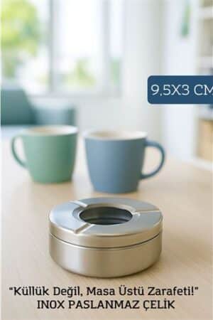 Inox Çelik Küllük – 9.5 cm x 3 cm | Modern