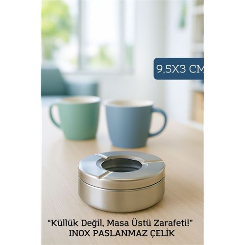 Inox Çelik Küllük – 9.5 cm x 3 cm | Modern Inox Çelik Küllük – 9.5 cm x 3 cm | Modern
