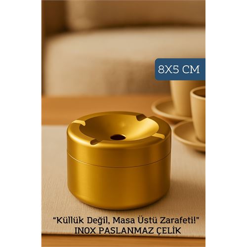 Inox Gold Paslanmaz Çelik Küllük – 8x 5 cm | Modern Inox Gold Paslanmaz Çelik Küllük – 8x 5 cm | Modern