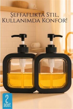 Pompalı Dispenser Sabunluk Seti – Şeffaf Gövde