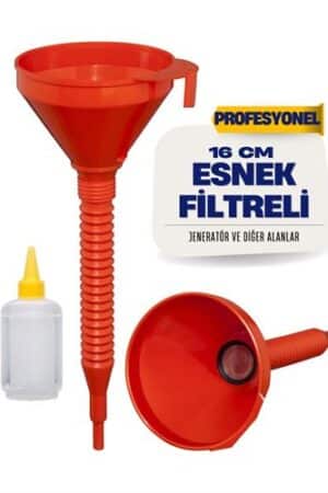 Süzgeçli Yakıt Boşaltma Hunisi 16 cm Esnek Hortumlu Filtreli Huni – Jeneratör