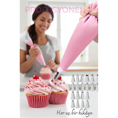 20 Uçlu Pasta Süsleme Seti – 2 Krema Torbası 20 Uçlu Pasta Süsleme Seti – 2 Krema Torbası