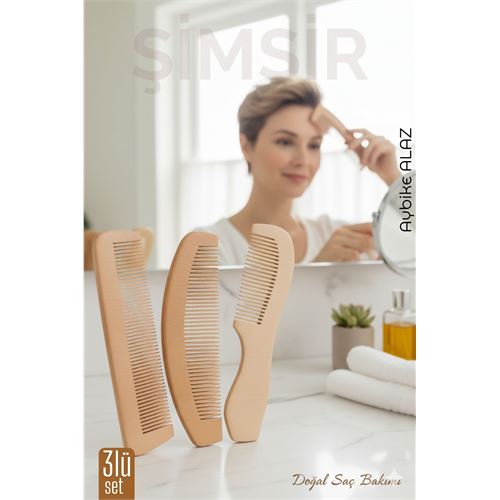 3 lü Doğal Şimşir Ahşap Tarak Seti– 16 cm 3 lü Doğal Şimşir Ahşap Tarak Seti– 16 cm