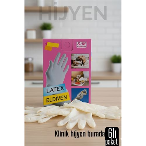 6'lı KUTULU Latex Eldiven Hijyenik 6'lı KUTULU Latex Eldiven Hijyenik
