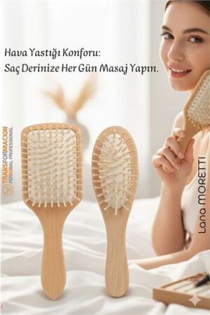 Doğal Ahşap Antistatik Hava Yastıklı Saç Fırçası (2 Boy: 23x8 & 22x6 cm) -. Kişisel Ürünler ve Kişisel Ürünler.