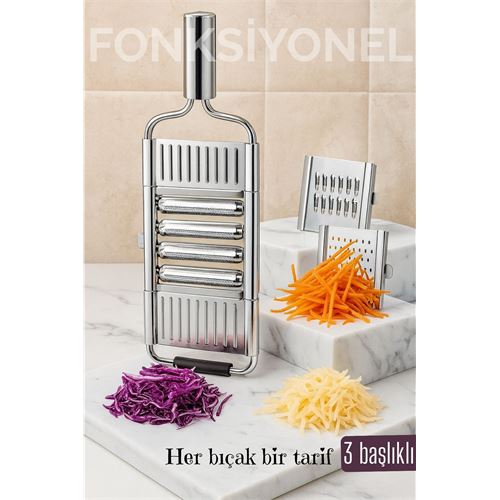 Paslanmaz Çelik Sebze Rendesi – Değiştirilebilir 3 Bıçaklı Paslanmaz Çelik Sebze Rendesi – Değiştirilebilir 3 Bıçaklı